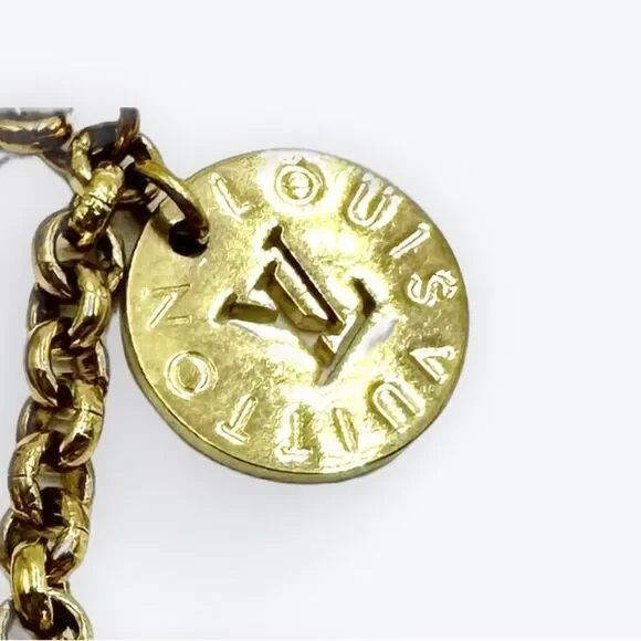 Auth Louis Vuitton Goldtone Key Ring Purse Accent Pink Green Preloved Bag Charm